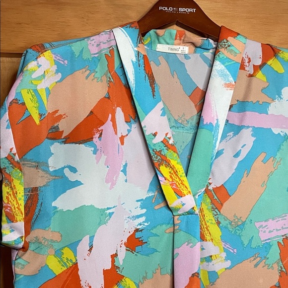 SHEIN Colorful Abstract Print Blouse - Picture 3 of 5